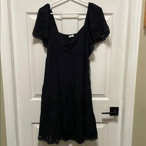 Devoted | Dex |Black |Butterfly Eyelet Sleeve|Sweetheart Neck |Mini Dress|Size S